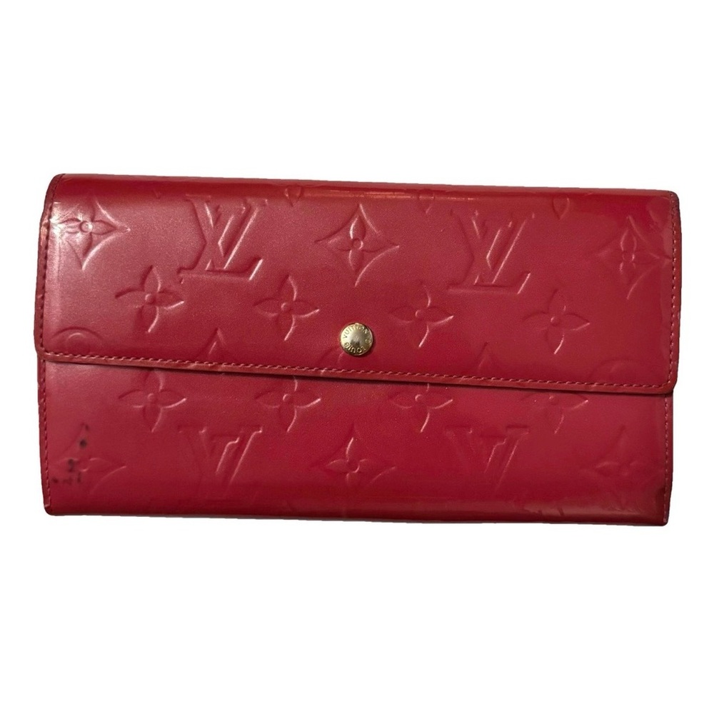 Louis Vuitton AUTHENTIC Vintage Hot Pink Vernis Monogram Sarah Flap Long Wallet